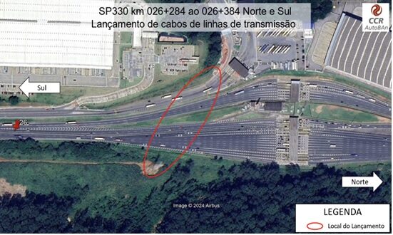 CCR AutoBAn apoia operação de lançamento de cabos de energia no km 26 da Rodovia Anhanguera Os trabalhos serão realizados no próximo domingo (08/09), entre 07h e 12h, com operação comboio de 30 minutos