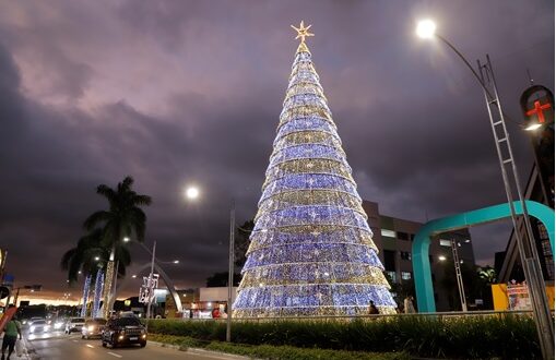 Árvores em vários locais, enfeites natalinos, luzes coloridas estão por todas as partes para celebrar em alto estilo a tradicional festa cristã