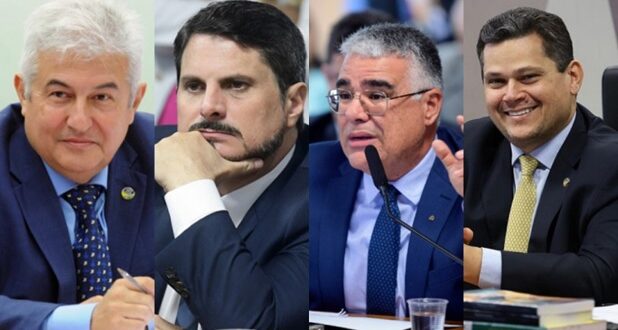 Marcos Pontes (PL-SP), Marcos do Val (Podemos-ES), Eduardo Girão (Novo-CE) e Davi Alcolumbre (União Brasil-AP)