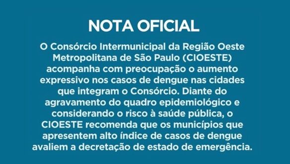 CIOESTE recomenda estado de emergência para conter aumento de casos de dengue