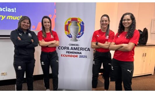 Brasil marca presença na abertura da Copa América feminina com arbitragem de Daiane Muniz, que terá como assistentes Leila Moreira e Maíra Mastella.