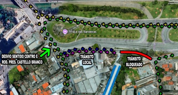 A Secretaria de Mobilidade Urbana de Barueri informa bloqueio na rua Duque de Caxias entre 29 e 31 de agosto para serviços de drenagem.