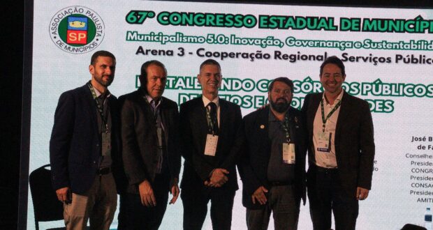 Presidente do CIOESTE e prefeito de São Roque, Guto Issa, marcou presença no 67º Congresso Estadual de Municípios em São Paulo.