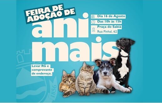 Cotia realiza feira de adoção na Praça Lindolfo Stephano em 16/8, com pets castrados, microchipados e vermifugados.