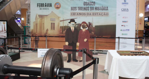 Exposição no Plaza Shopping celebra a história de Osasco e os 130 anos da Estação, aberta até 31 de agosto.