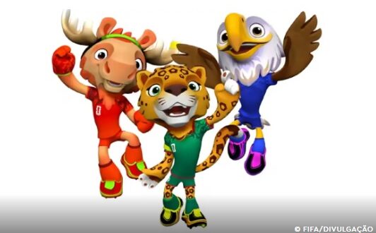 A Fifa revelou os três mascotes da Copa de 2026, que homenageiam Estados Unidos, Canadá e México, países-sede do torneio.